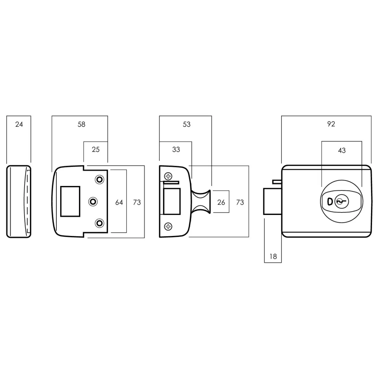 Lockwood 001 Double Cylinder Deadlatch