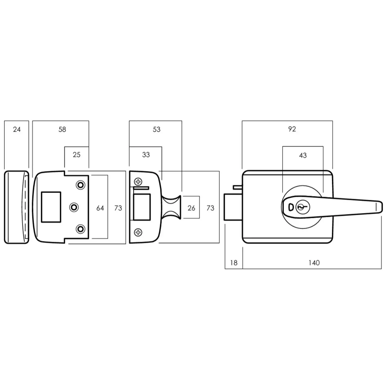 Lockwood 002 Cylinder with Lever Deadlatch